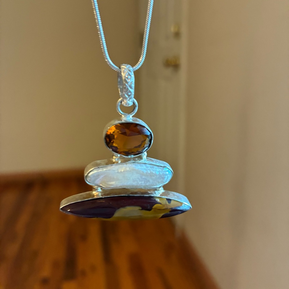 Amber, Pearl And Natural Citrine Necklace - image 1